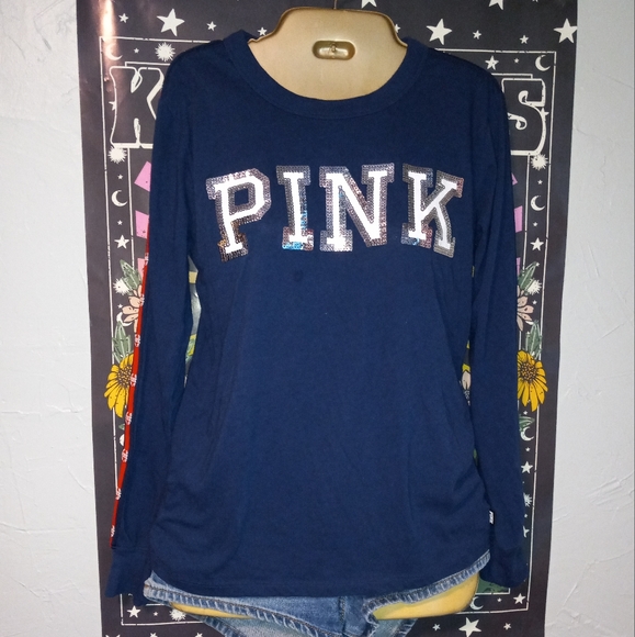 Victoria's Secret PINK Long Sleeve Bling Logo Tee - Picture 4 of 7